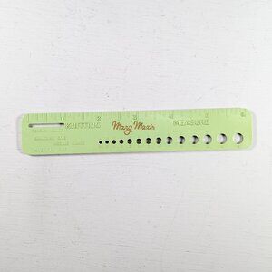 Vintage green Mary Maxim Knitting Measure for tension, needle sizing, inches